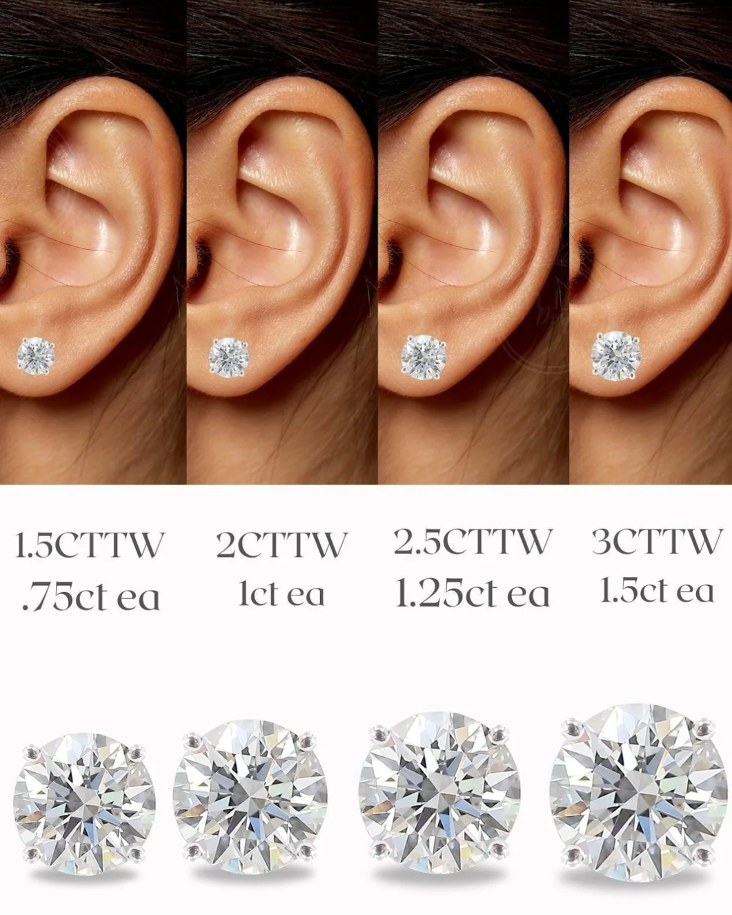 Natural Diamond 4-Prong Stud Earrings