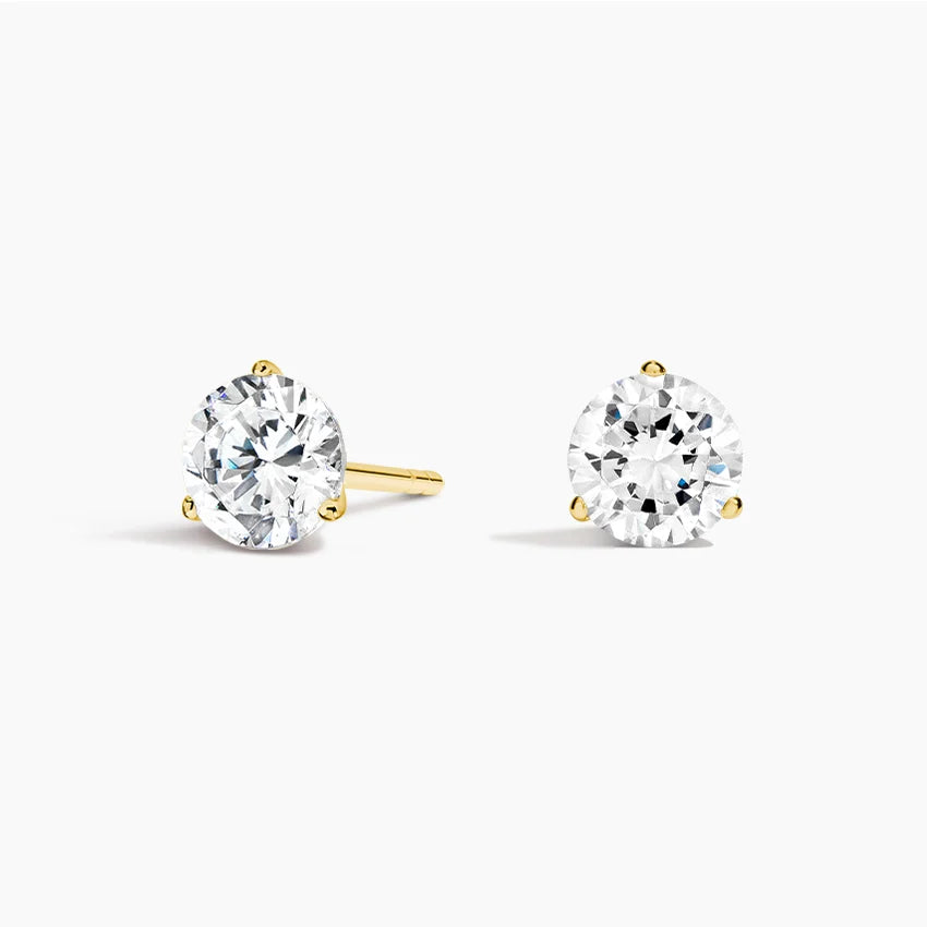 Natural Diamond 3-Prong Stud Earrings