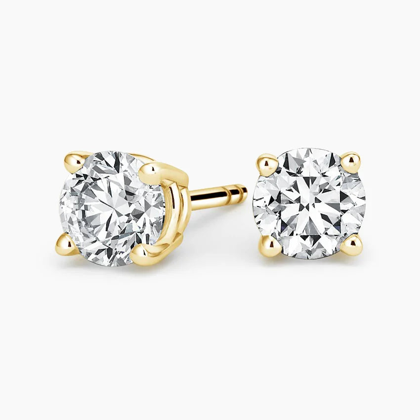 Natural Diamond 4-Prong Stud Earrings