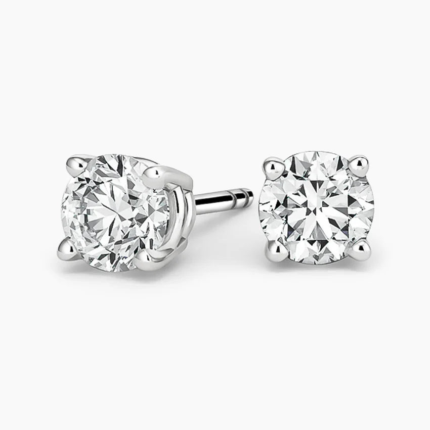 Natural Diamond 4-Prong Stud Earrings