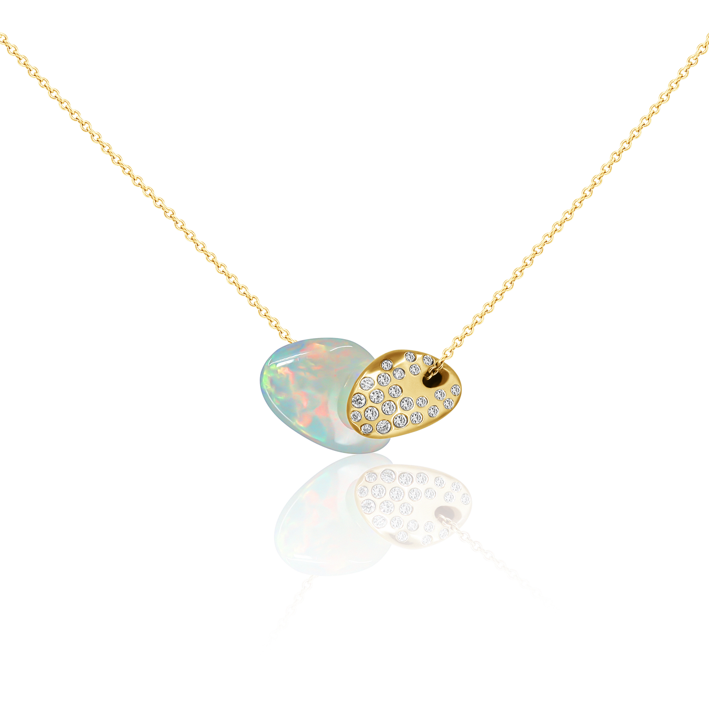 Nesting Diamond Pebble Necklace